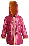 Wippette Big Girls Waterproof Vinyl Fully Lined Solid Hooded Raincoat Jacket - Strawberry (Size 7/8)
