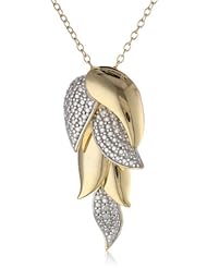 18k Yellow Gold Plated Sterling Silver Two-Tone Drop Pendant Necklace, 18"