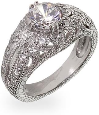 Elegant Deco Style Victorian Sterling Silver Right Hand Ring