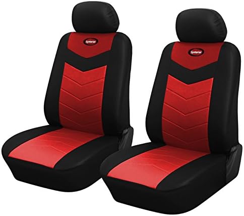 Black and Red Synthetic Leather 40 60 Split Bench Seat Covers Air Bag Compatible Universal Car Seat Covers Full Set by Synterior