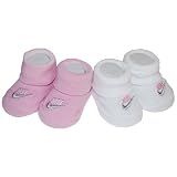41z0R%2BoVl0L. SL160  2 Pair Nike Newborn Infant Baby Booties, Pink and White.