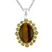 Sterling Silver Oval Cabochon Tiger Eye and Citrine Pendant, 18