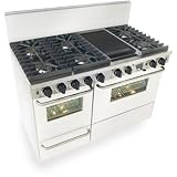 Five Star Range WTN537-7W 48 - 6 Sealed Burner, Reversible 12 Griddle/Grill Dual Fuel Range With 1 Large Electric Self-Clean Convection Oven, 1 Small Gas Oven And Continuous Top Grates - White Base Finish