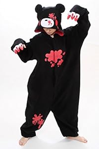 Black Anime Pokemon Violet bear Cosplay Costume Polar Fleece Pajamas Party Sheepwear Onesie (Size S)