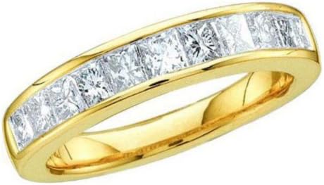 0.25 cttw 14k Yellow Gold Princess Cut Diamond Wedding Band Channel Setting Band Width 3.5mm (Sizes 8-13)