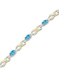 14kt Yellow Gold Oval Blue Topaz and Diamond Bracelet