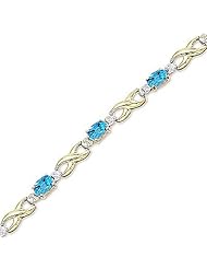 14kt Yellow Gold Oval Blue Topaz and Diamond Bracelet