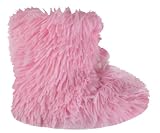Capelli New York Shaggy Faux Fur Boot With Satin Bow & Poms Girls Indoor Slipper Satin Pink 3/4
