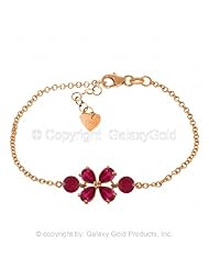 14k Rose Gold Floral Bracelet with Rubies