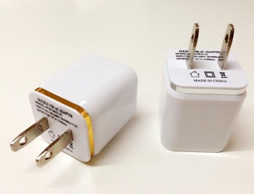 Angietech 2 Pcs White Dual USB 2.1a+1.0a Wall Travel Charger Power Adapter with Golden/silver Stripe for Apple Iphone / Ipad Samsung Galaxy S3 S4 Note 2 HTC and (2 Pcs)