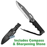 11 3/4 Survival Knife with Sharpening Stone and Compass