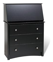 Prepac Sonoma Drop-Front Wood Secretary Desk in Black
