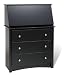Prepac Sonoma Drop-Front Wood Secretary Desk in Black