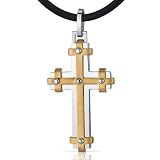 Impressive Devotion: Unisex Stainless Steel and Brass Modern Cross Pendant Necklace Free Shipping