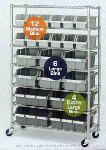 Commercial 7 Shelf 22 Bin Storage Rack System Commercial 7 Shelf 22 Bin Storage Rack System
