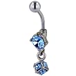 Belly Button Rings Light Blue Crystal Cube Dangle Fashion September Belly Navel Ring Body Jewelry