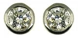 9ct White Gold Ladies 14 Carat Solitaire Rub Set Diamond Stud Earrings