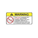 Chrysler V6 No Bra, Warning decal, sticker 