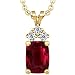18K Yellow Gold Cushion Cut Ruby And Round Diamond Pendant