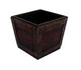 6 in. Square Planter w/ Flat Bamboo Weave