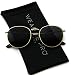 WearMe Pro - Reflective Lens Round Trendy Sunglasses (Gold Frame/Black Lens, 51)