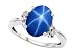3.02 cttw 14k Gold Lab Created Oval Star Sapphire and Diamond Ring - 14kt White Gold