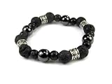 Rugged Tribal Stretch Bracelet With Volcanic Lava, Hematite, and Black Tulsi Wood Beads
