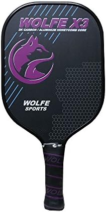Wolfe X3 Pickleball Paddle - Honeycomb Composite Core with Ultra Cushion Padded Grip - USAPA Approved for Tournament Play, (Purple) - Includes Case (Glossy Surface)