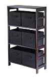 Winsome Wood Capri Wood 3 Section Storage Shelf with 6 Black Fabric Foldable Baskets 41z0rBevjrL. SL160 Winsome Wood Capri Wood 3 Section Storage Shelf with 6 Black Fabric Foldable Baskets