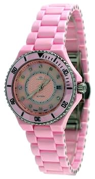 Oniss #ON8204-L Women's Diamond Accented Pink Ceramic Watch