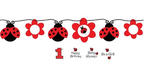 Ladybug Fancy Ribbon Circle Banner with Stickers