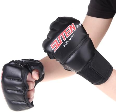 Boxing Gloves PU Leather Half Mitts Mitten MMA Muay Thai Training Punching Sparring Boxing Gloves 1 Pair