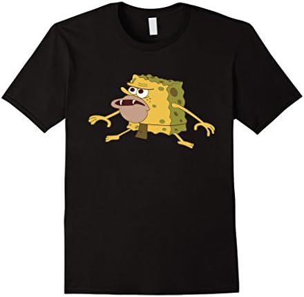 Men's Caveman Sponge Meme T-Shirt Medium Black