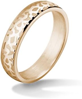 Amazing Leopard Print Yellow Gold Tone Stainless Steel Wedding Eternity Ring