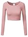 Doublju Womens Classic Long Sleeve Crop top