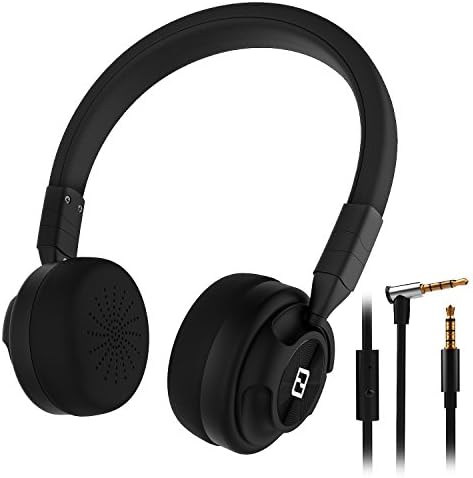 Headphones, Askoo H1 On-Ear Lightweight Headphones Earbuds with Mic Dynamic Clear Stereo Sound Noise Minimization Strong Low Bass Adjustable Foldable headband (Black)