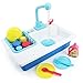 Boley Kids Play Kitchen Sink with Running Water - 20 Piece Dishwashing Toy with Sink, Real Faucet, Dish Rack, Plastic Dishes, Sponge and Brush, and Pretend Dish Soap