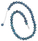 18 + 2 Extension Teal Cultured Freshwater Pearl Knotted Necklace