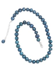 18"+ 2" Extension Teal Cultured Freshwater Pearl Knotted Necklace