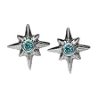 Stud Earrings Sterling Silver - Blue Gem Stars
