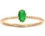 14K Yellow Gold Petite Oval Gemstone Solitaire Stackable Ring-Emerald, size8.5