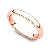 14k Rose Gold 3mm Domed Plain Wedding Band Ring