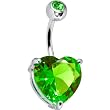 August 14mm Heart Solitaire Birthstone Belly Ring