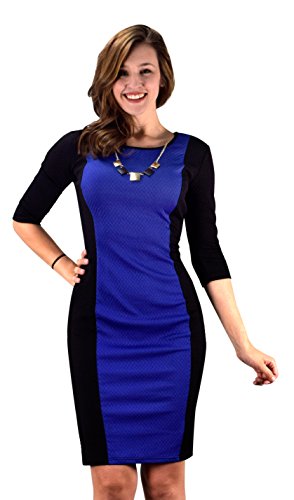 Peach Couture 3/4 Sleeves Chic Printed Work Business Party Sheath Slimming Dress