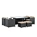 Modway 9 Piece Inverse Outdoor Patio Dining Set, Espresso Mocha