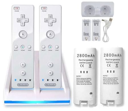 Ladestation Ladegerät für Nintendo Wii +2xAKKU 2800 mAh