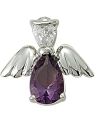 Sterling Silver February Amethyst Birthstone Angel Wing Pin Birthstone Jewelry Birthstone Angel Wing Pins Gift Boxed