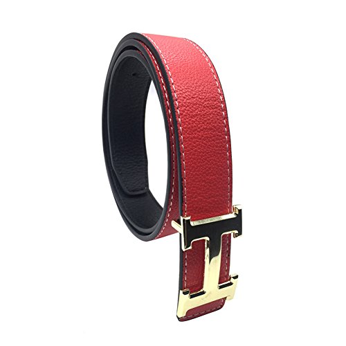 Maikun Womens H Letter Buckle Leather Belt 3cm Width