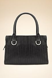 Leather Striped Buckle Tote Bag
