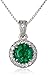Amazon Collection Sterling Silver, Gemstone, and Created White Sapphire Halo Pendant Necklace, 18